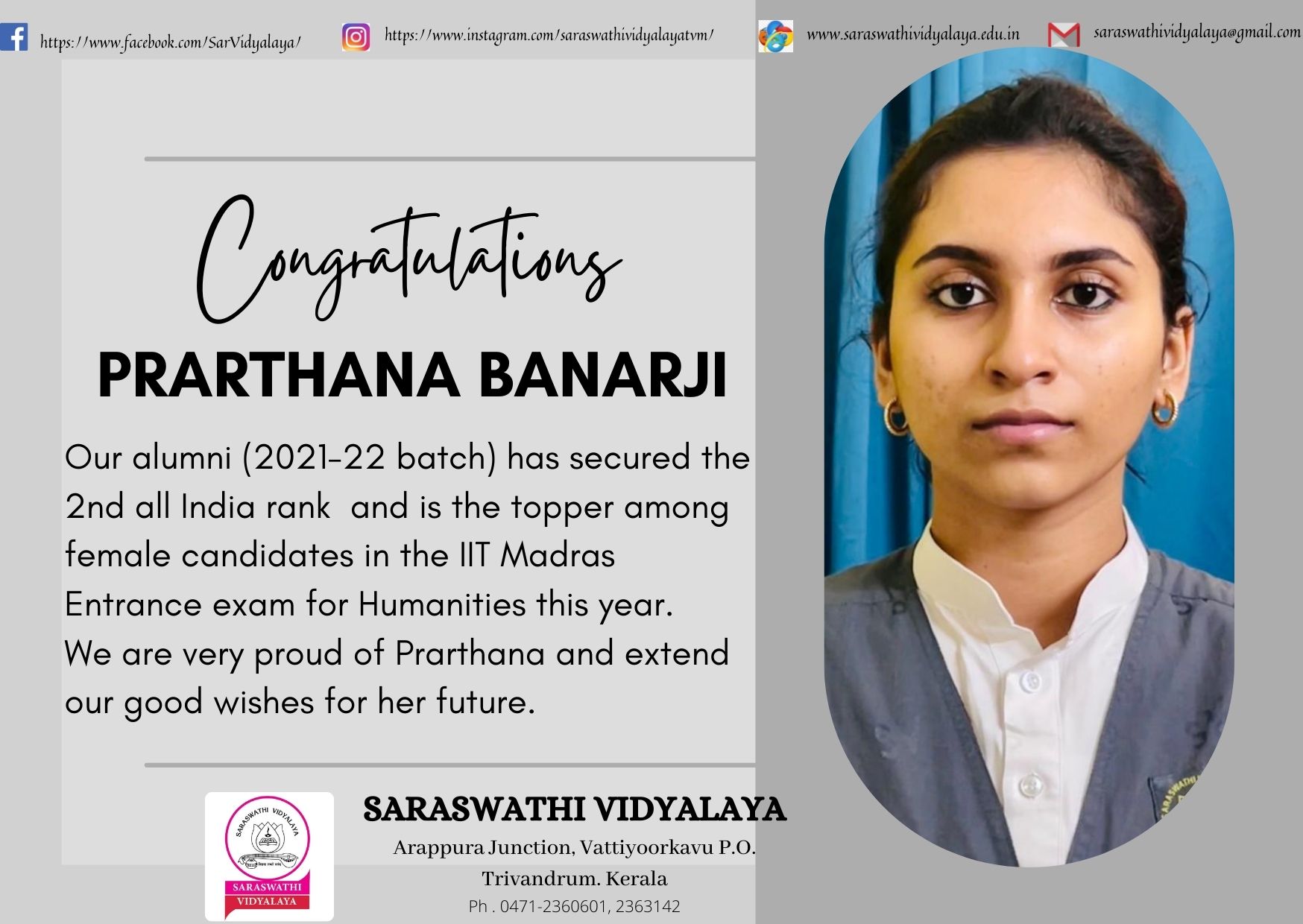 Prarthana Banarji, our alumni (2021-22 batch)